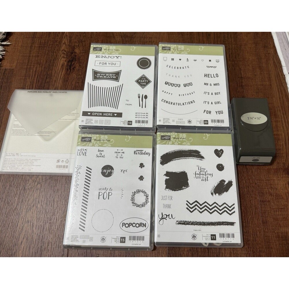 RETIRED Stampin Up Popcorn Box Thinlits Dies Sizzix  Bigshot 141473 Plus More!